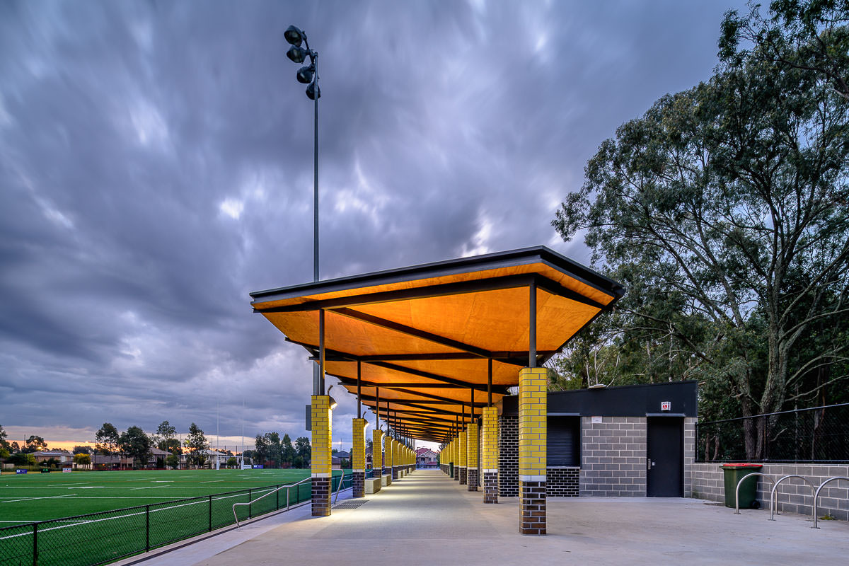 NRL Amenities, Kellyville by Lahz Nimmo Architects. Photography by The Guthrie Project