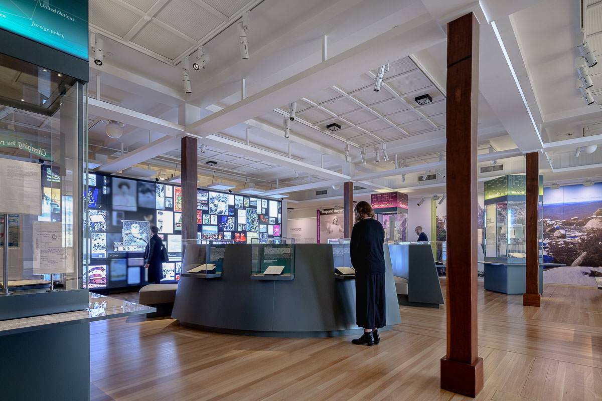 Voices and Connections Exhibition Installations, National Archives of Australia, by Thylacine Design