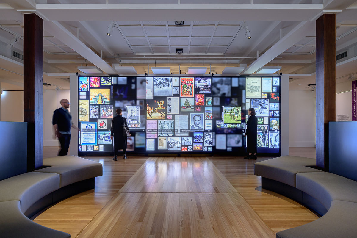 Voices and Connections Exhibition Installations, National Archives of Australia, by Thylacine Design